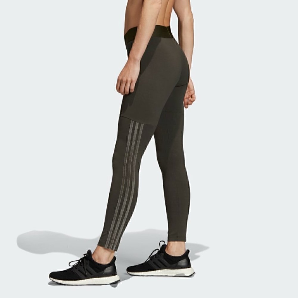 ADIDAS WOMEN W SID V3S TIGHT | ELASTIC | VELVETY STRIPES | SOFT VELOUR | ARMY GR